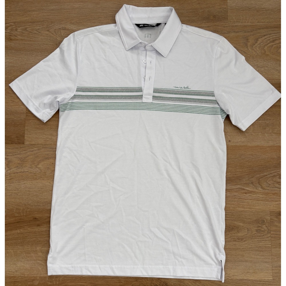 NWOT Men's TravisMathew Striped Golf Polo - Small - White Striped